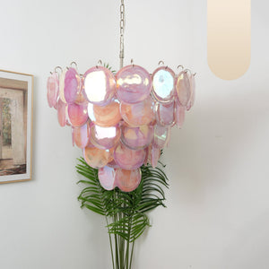 Pink Glass Disc Chandelier