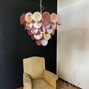 Pink Glass Disc Chandelier