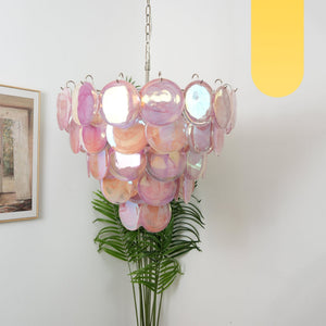 Pink Glass Disc Chandelier