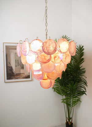 Pink Glass Disc Chandelier
