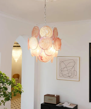 Pink Disc Glass Chandelier
