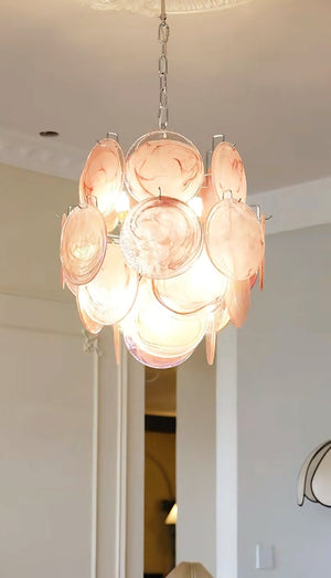 Pink Disc Glass Chandelier