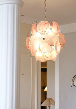 Pink Disc Glass Chandelier