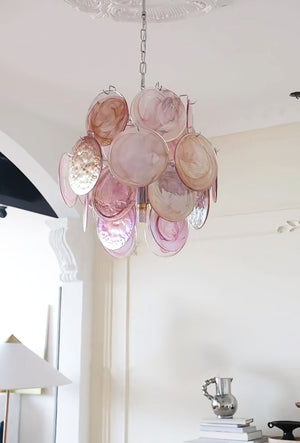 Pink Disc Glass Chandelier