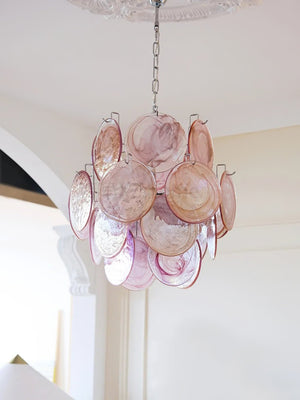 Pink Disc Glass Chandelier