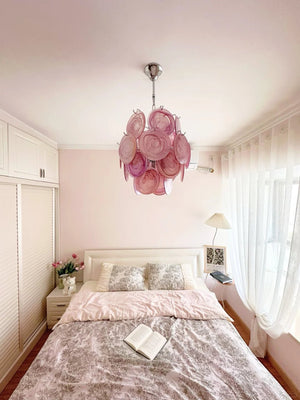 Pink Disc Glass Chandelier