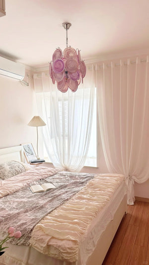 Pink Disc Glass Chandelier