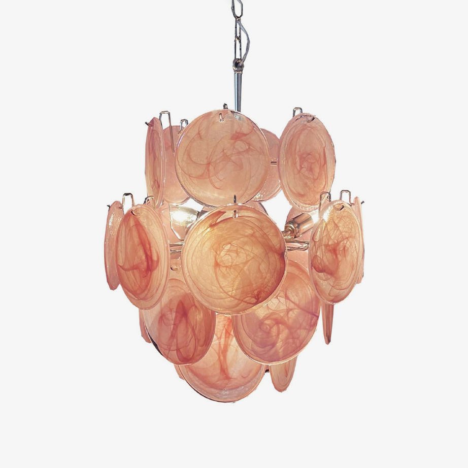 Pink Disc Glass Chandelier