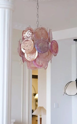 Pink Disc Glass Chandelier