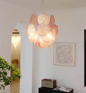 Pink Disc Glass Chandelier