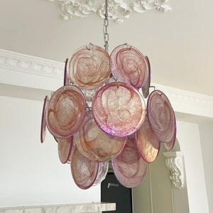 Pink Disc Glass Chandelier