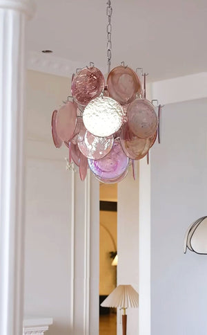 Pink Disc Glass Chandelier