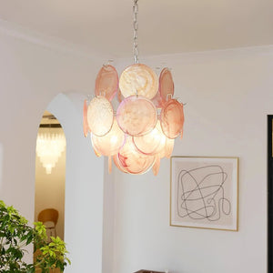 Pink Disc Glass Chandelier
