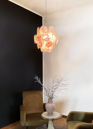 Pink Disc Glass Chandelier