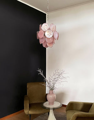 Pink Disc Glass Chandelier