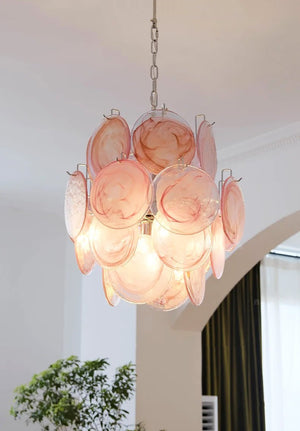 Pink Disc Glass Chandelier