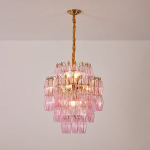 Pink Glass Prism Chandelier