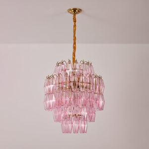 Pink Glass Prism Chandelier
