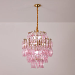 Pink Glass Prism Chandelier