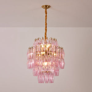 Pink Glass Prism Chandelier