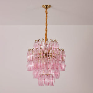 Pink Glass Prism Chandelier