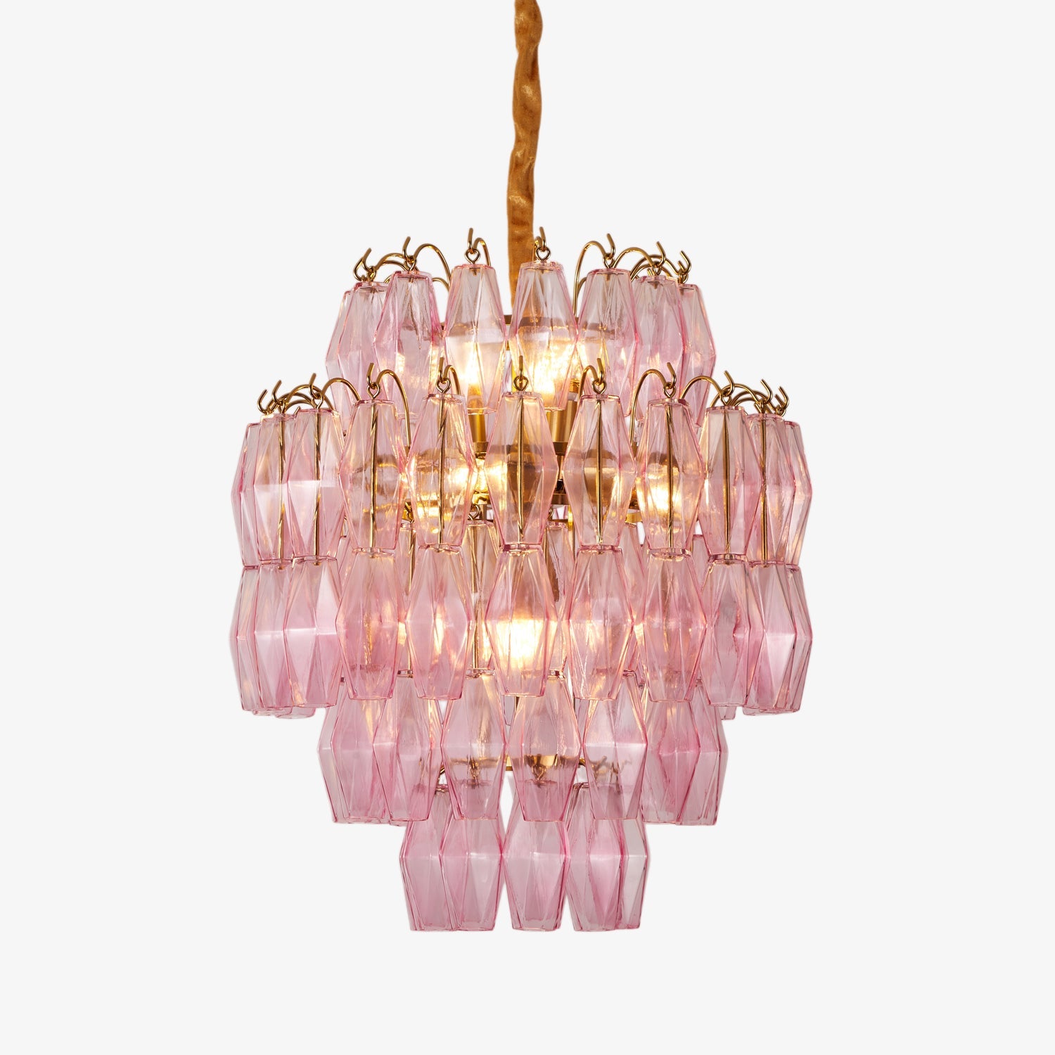 Pink Glass Prism Chandelier