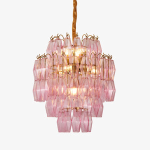 Pink Glass Prism Chandelier