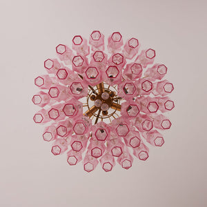 Pink Glass Prism Chandelier