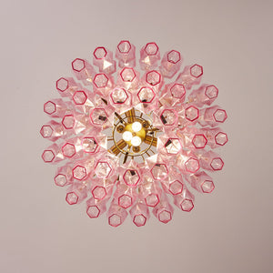 Pink Glass Prism Chandelier
