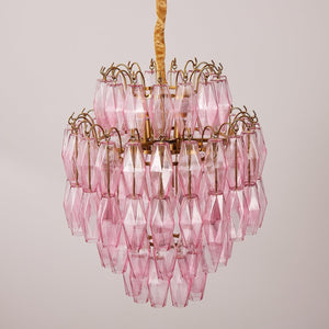 Pink Glass Prism Chandelier