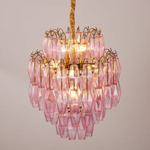 Pink Glass Prism Chandelier