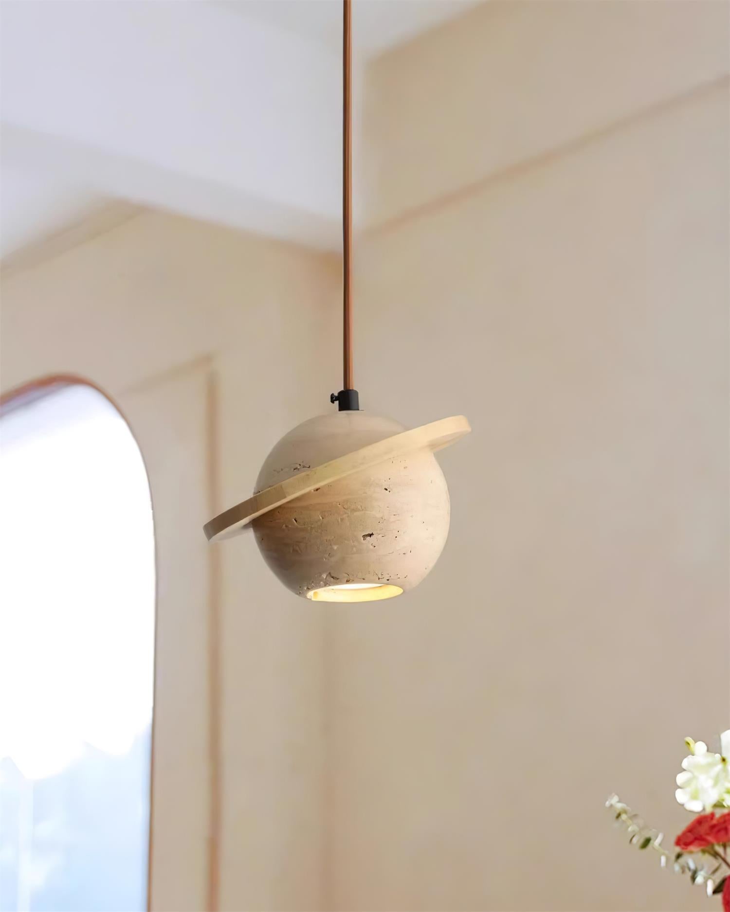 Planet Travertine Pendant Light