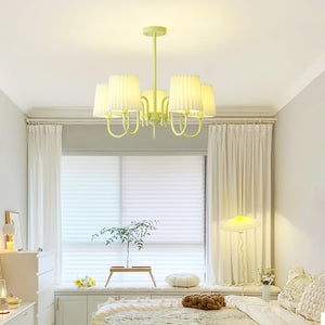 Pleated Fabric Matcha Chandelier