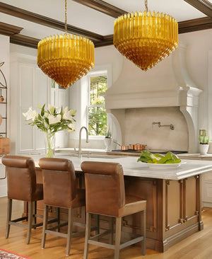 Prism Amber Glass Chandelier