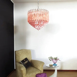 Prism Pink Glass Chandelier