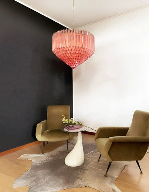 Prism Pink Glass Chandelier