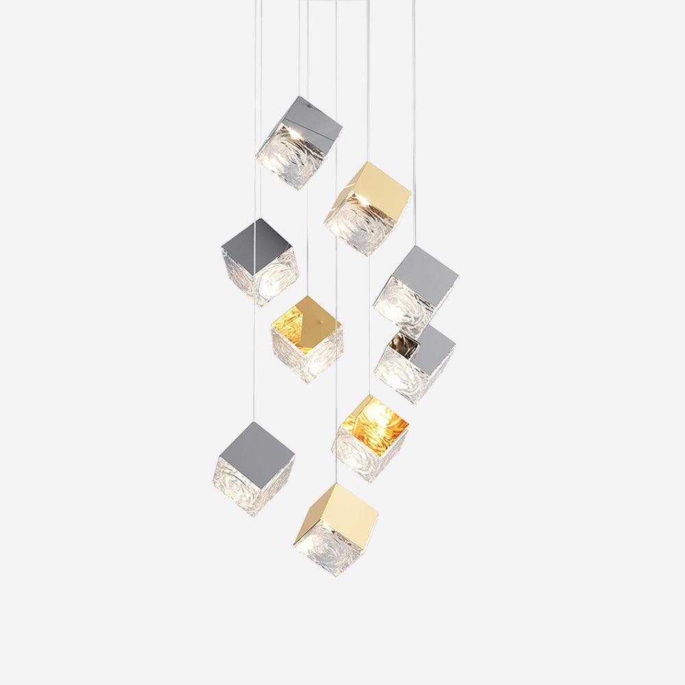 Gold Silver Geometric Glass Chandelier - Docos