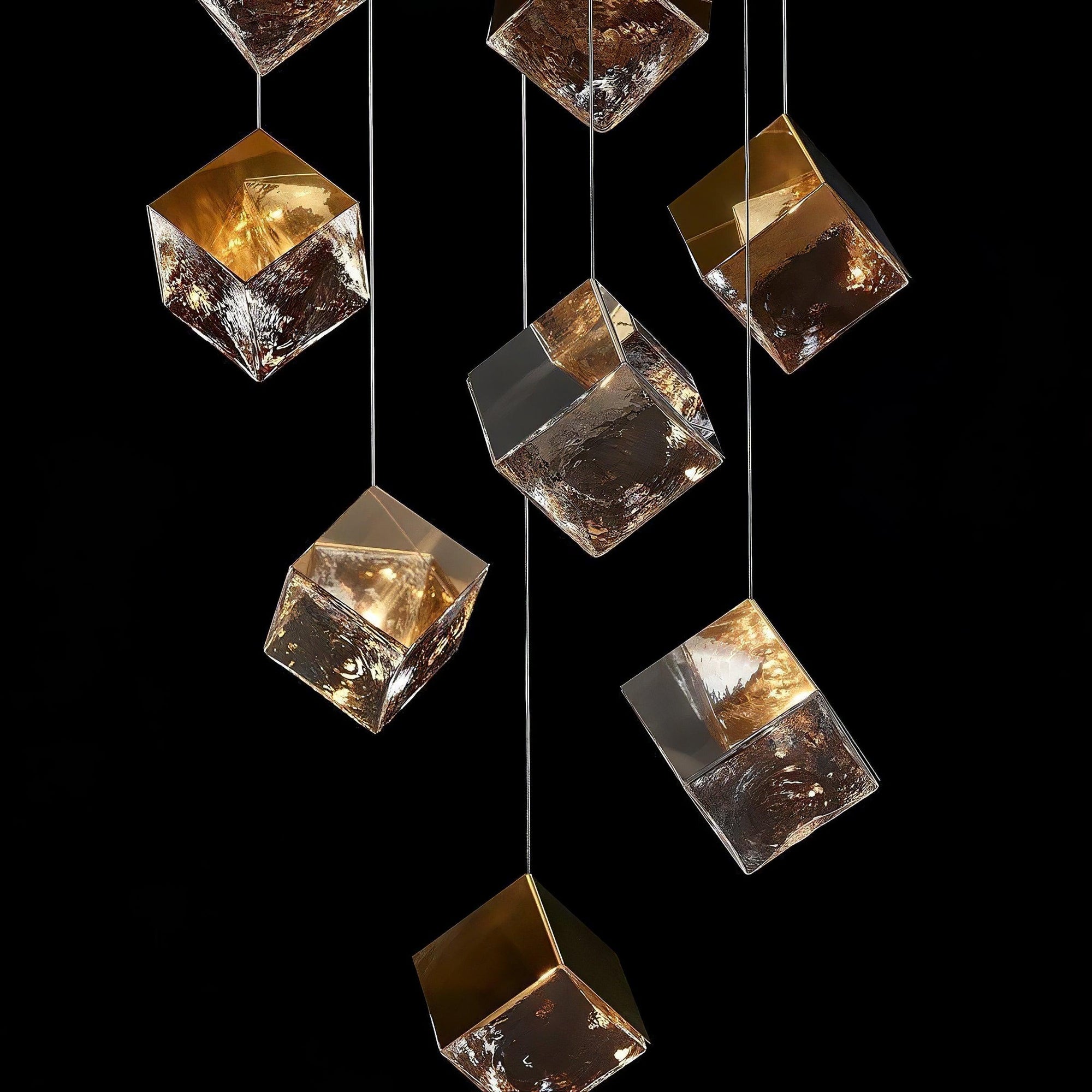 Gold Silver Geometric Glass Chandelier - Docos