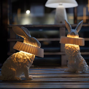 Rabbit White Resin Table Lamp - Docos