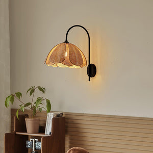 Rattan Petal Wall Lamp 11.8″- 16.1″ - Docos