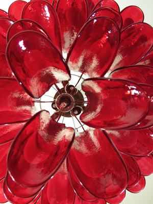 Red Glass Petals Chandelier