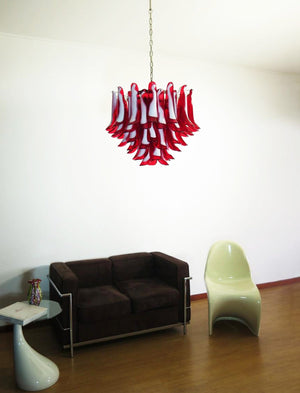 Red Glass Petals Chandelier