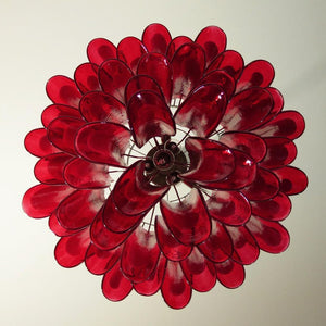 Red Glass Petals Chandelier