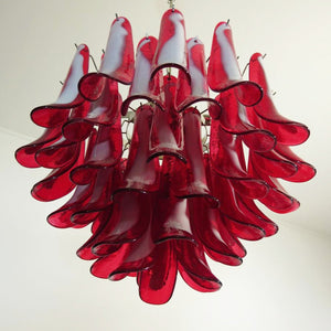 Red Glass Petals Chandelier