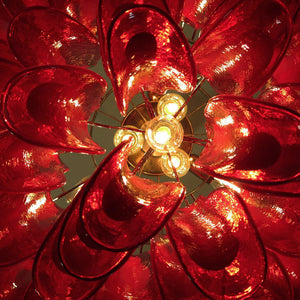 Red Glass Petals Chandelier