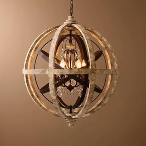 Retro Globe Weathered Chandelier
