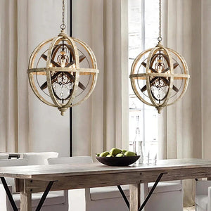 Retro Globe Weathered Chandelier