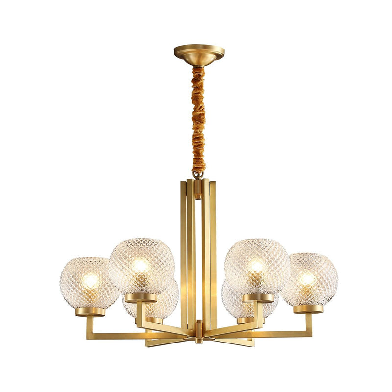 Ribbed Glass Brass Chandelier – detail 14