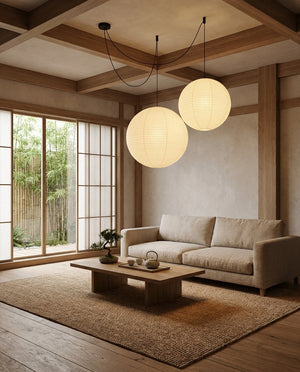 Round Washi Paper Pendant Light