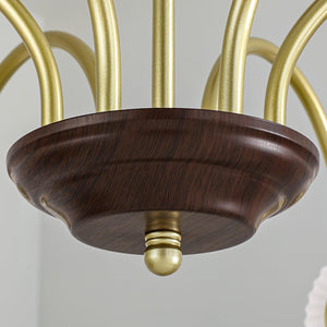 Sculptural Glass Ribbed Chandelier